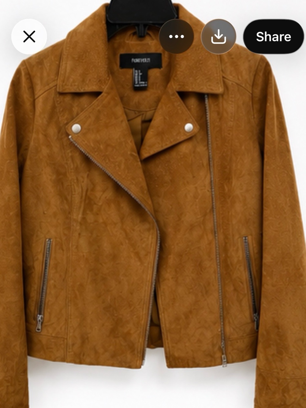 Forever 21 Suede Moto Jacket - Cognac Brown - Picture 2 of 6
